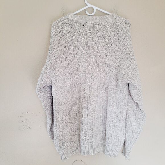 Vintage Eddie Bauer Sweater Mens XL Ivory Beige Fisherman Cable Knit Chunky Prep - Picture 6 of 6